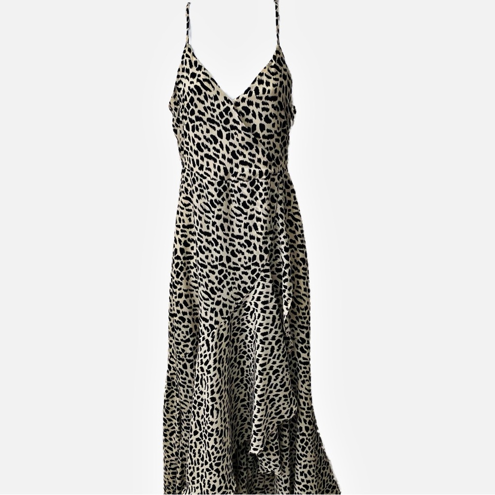 Pink Lily, Leopard print High Low Cocktail vacation date slip dress wrap